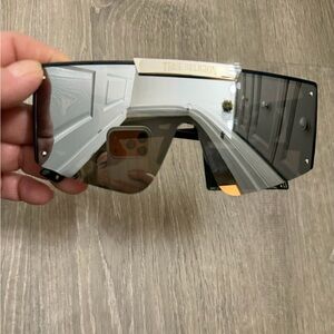 True Religion Shield Sunglasses in Smoke with Gold Trim